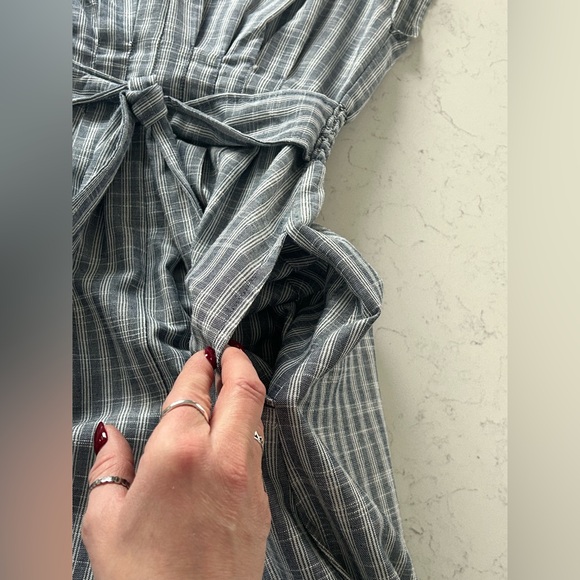 NWOT Max Studio Tie Front Cotton Blend Navy/White Train Striped Midi Dress - Picture 9 of 16